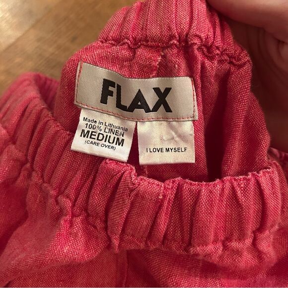 FLAX Jeanne Engelhart Women’s Linen Three Piece Coral Pink Rose Print Set - Picture 14 of 16